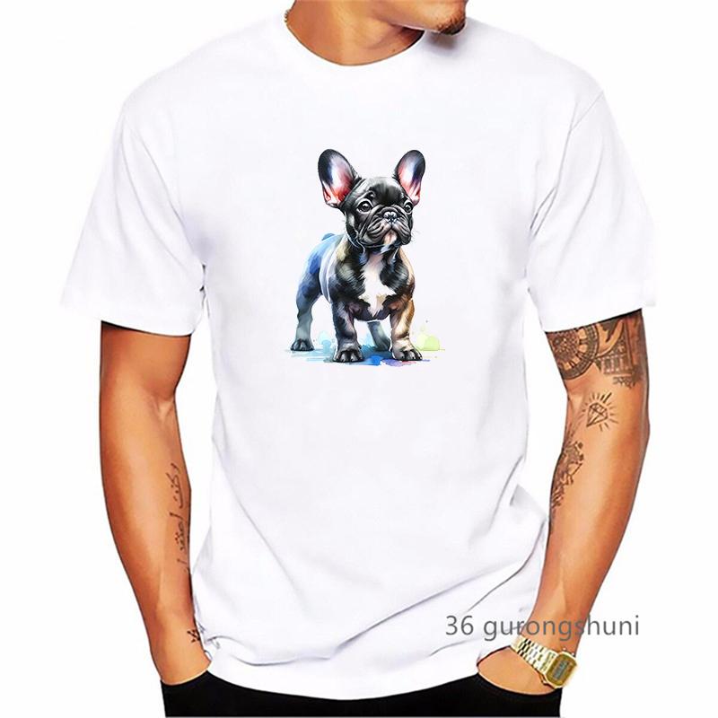 Funny French Bulldog Dog Animal Printed T Shirt Men Clothes 2024 Summer Fashion Tops Tee Shirt Homme Harajuku Kawaii Shirt