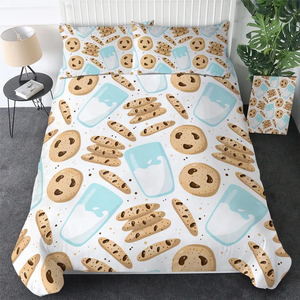 Gourmet Pancake Pattern Duvet Set Fun Three-Piece Set Suitable For Boys And Girls