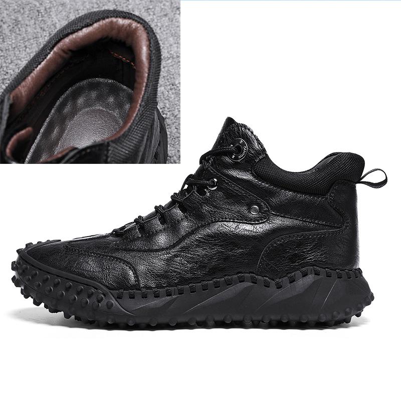 

Fall/ Winter Men Hip-top Handmade Pattern Leather Comfy Soft Sock Ankle Boots Autumn Winter Men Boots 38 чорний