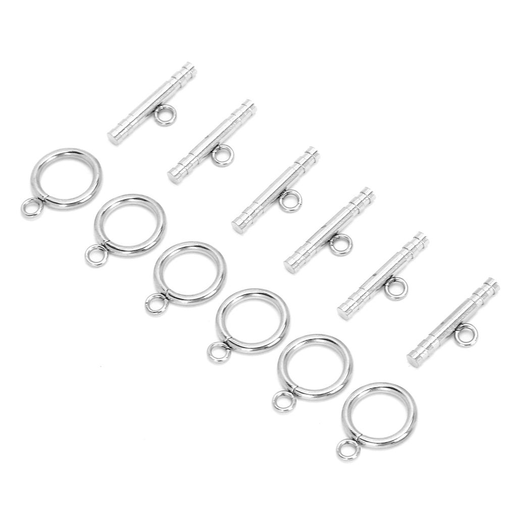Stainless Steel Round Toggle Clasps T Bar Clasps for Necklace Jewelry Making Steel Color