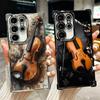 Violin Music Plating Phone Case For Samsung Galaxy S24 S25 FE S26 Edge S23 Ultra S22 S21 Plus S20 Anti-Fall Airabag Cover