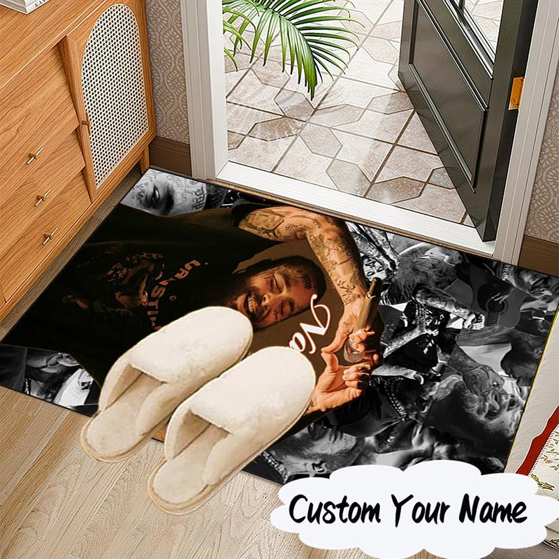 Custom Name Heart Post Malone Art Rug for Living Room, Game Rooms, Office, Bedroom, Floor Mat Playful Design, Fan Gifts Christmas Decor
