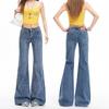 Spring Vintage Rhinestone Non Cling Design Floor Wide Leg Denim Pants For Women Casual Pants Oversize Denim Trousers