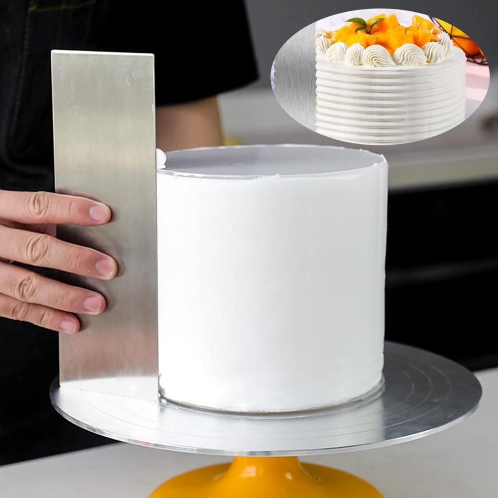 4 Stück Kuchenschaber aus Edelstahl, Kuchenkamm zum Dekorieren, doppelseitig, gemusterter Randstreifenschaber für Mousse, Buttercreme, Kuchendekoration