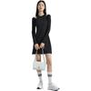 Calvin Klein Solid Color Embroidered Letter Off-Shoulder Long Sleeve Dress Women Dresses Space-Black J222324-BEH