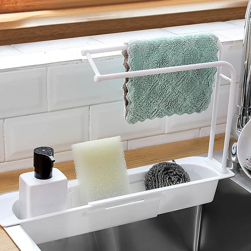 1pcs Telescopic Sink Shelf Kitchen Sinks Organizer Soap Sponge Holder Sink Drain Rack Storage Basket Kitchen Gadgets Accessories
