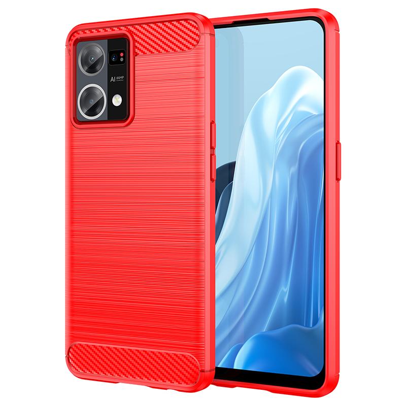 

For Oppo Reno 7 4G Case Bumper Rubber Silicone Carbon Fiber Cover For Oppo Reno7 4G Back Case For Oppo Reno 7 4G Case 6.43 inch For Reno 7Z 5G красный