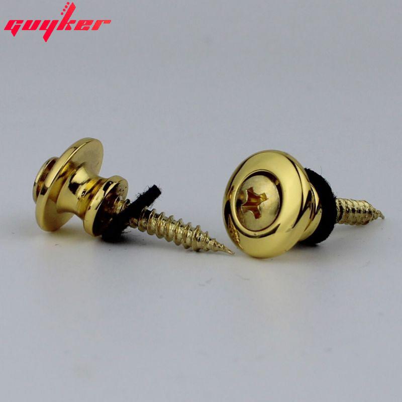 1 Set Guyker Strap Lock Button For Guitar And Bass Chromeblackgoldsmoky Color