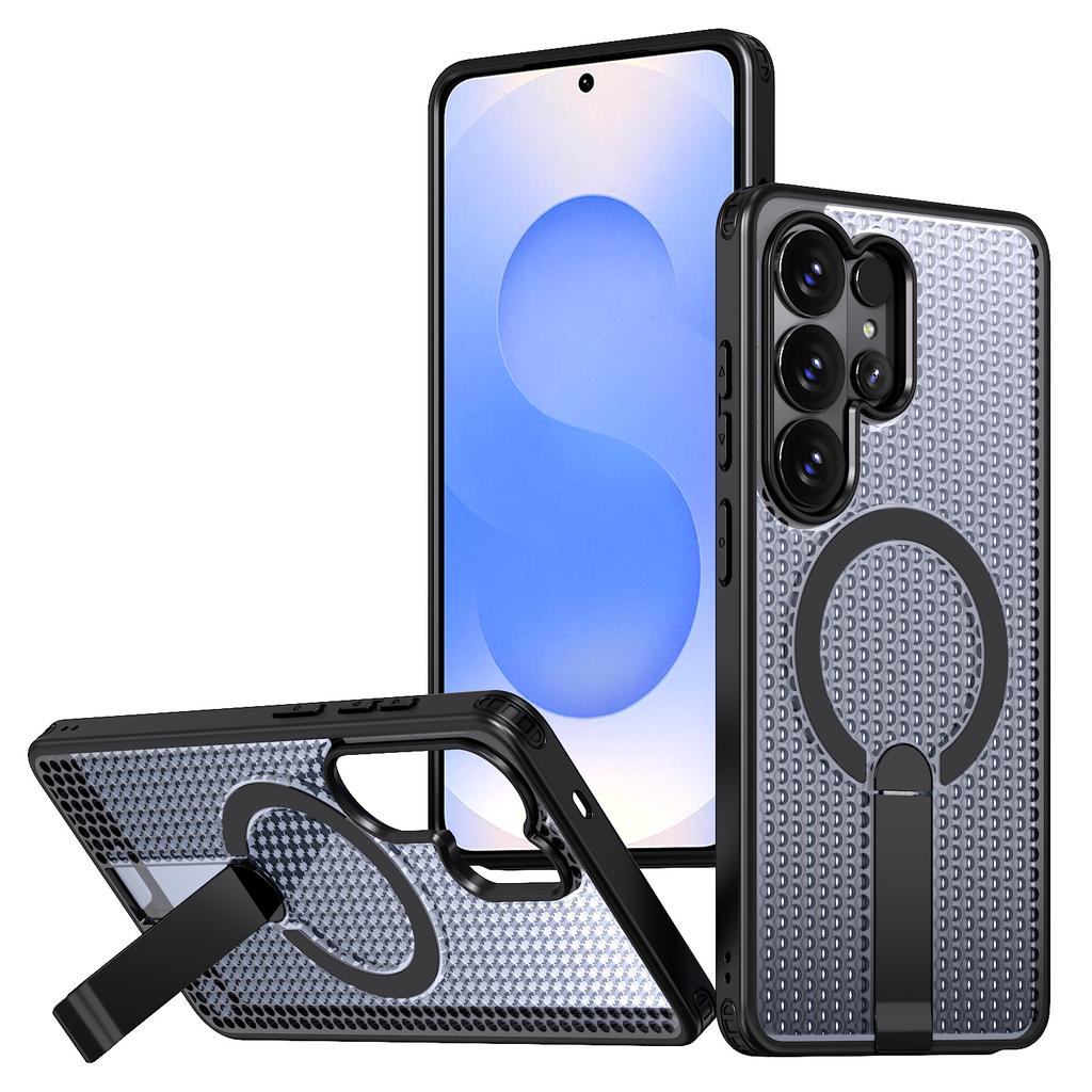 Samsung S26ultra Magnetic Mobile Phone Case Plus Anti-drop Fanxing Honeycomb Breathable Heat Dissipation S25u Vertical Bracket