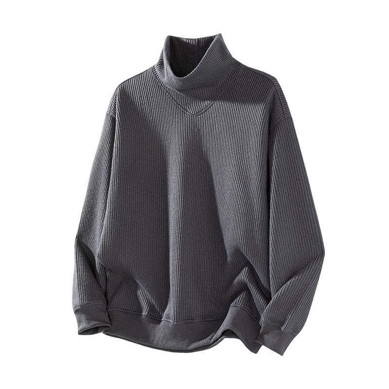 Vertical Texture Long-sleeved Turtleneck Sweater Men's Silhouette Trendy Brand Versatile Knitted Sweater