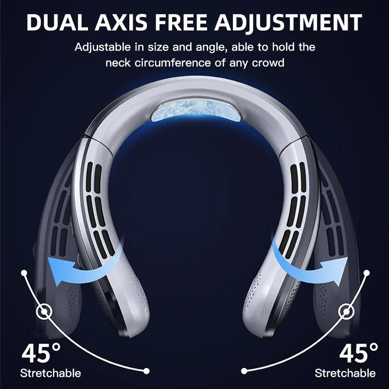 Neck Mounted Fan Mini Portable Silent Bladeless Fan with 100 Adjustable Speed Settings LED Digital Display Outdoor Neck Fan
