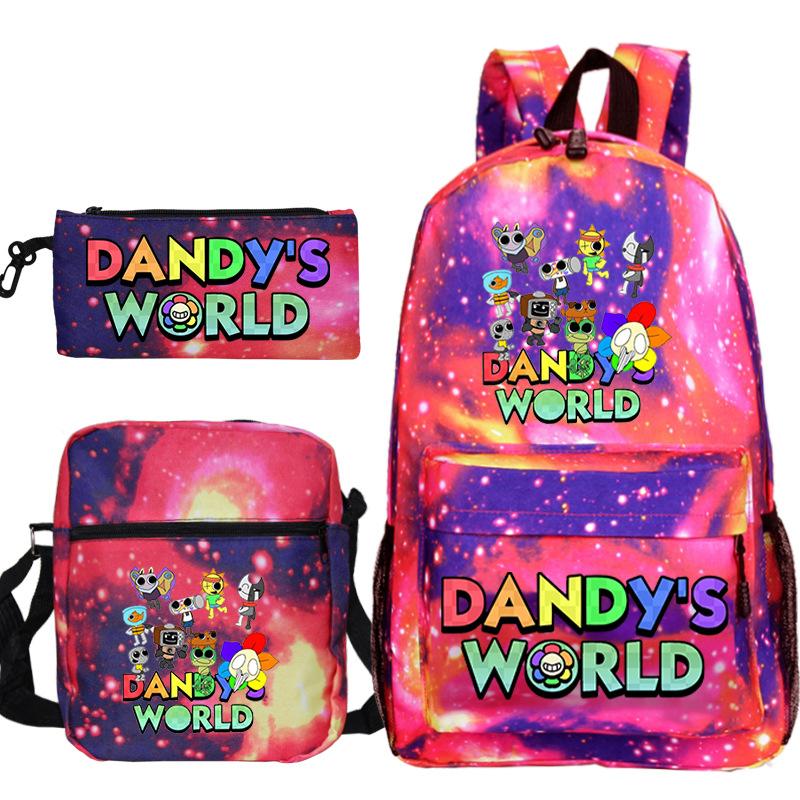 Neue Dandy-Welt Peripherie Druck Schultasche Student Lässige Federtasche Umhängetasche Dreiteiliges Set