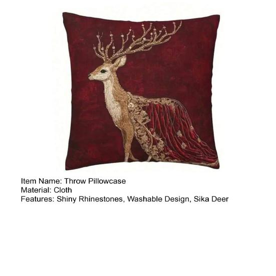 Kissenbezug Abnehmbares Waschbares Design Weicher Atmungsaktiver Stoff 2D Sika Hirsch Muster Kissenbezug Vielseitige Heimdekoration