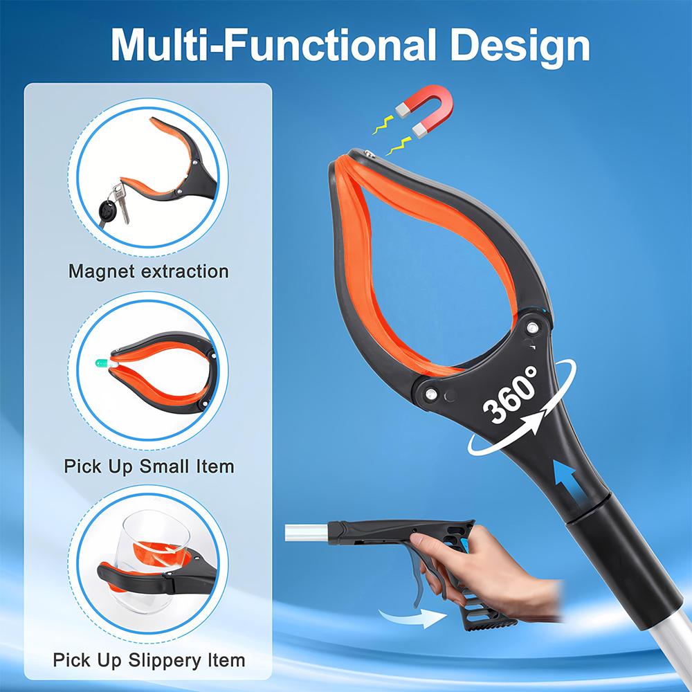 32" Grabber Reacher Tool Foldable Reacher Grabber Pickup Tool W/ 360° Rotating Jaw&Magnet Trash Picker Upper Lightweight Grabber
