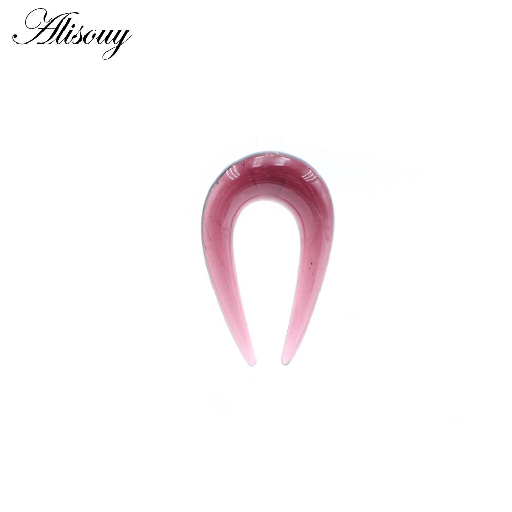 Alisouy 2PCS 6-10mm U-shaped Glass Ear Clip Weight Plugs Stretcher Expander Tunnels Tapers Guages Earrings Body Piercing Jewelry