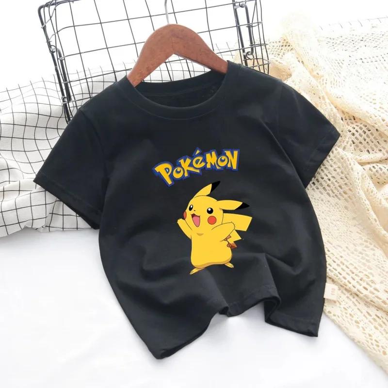 2026 Kids ShortSleeved Cartoon Printed Pikachu Game New Style TShirt Boys and Girls Casual Shirt for Leisure UseSportsShirt