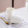 Bone China Gold Drawing Mug 400ml Household White Handle Ceramic Breakfast Cups Chinese Light Luxury Simple Office Tea Cup