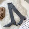 Fashion Sock Shoes 2025 New Spring and Autumn Single Boots Thin Knitted Stretch Boots Pointed Toe Block Heel Tall