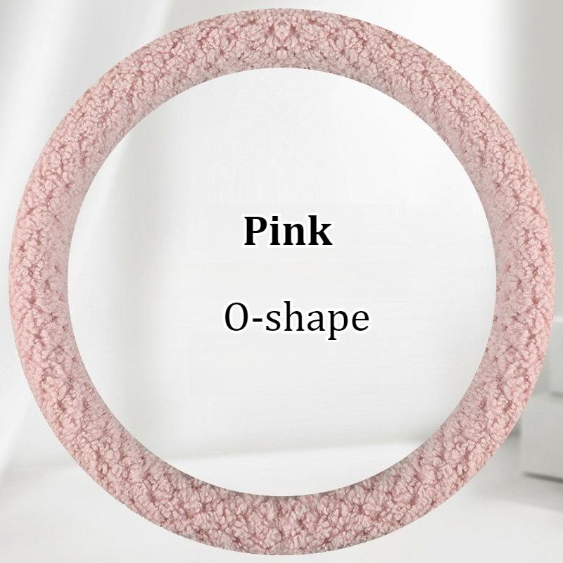 Winter Warm & Cozy 3D Pattern Short Plush Steering Wheel Cover – Ultra-Soft Lamb Fleece Feel, Non-Slip Grip Rubber Inner Ring
