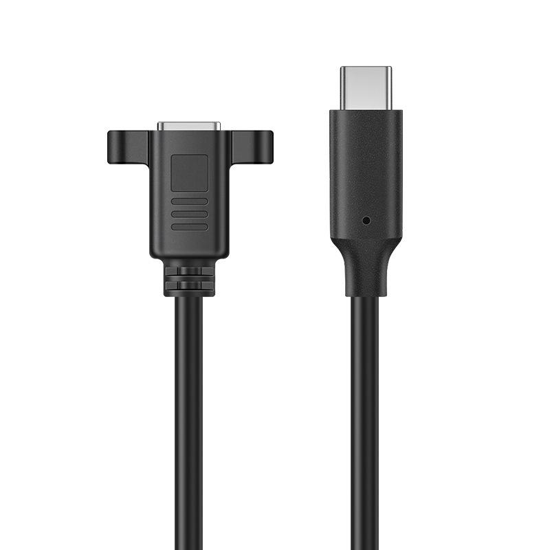 Type-C Male To Female Charging Extension Cable with Ears, Screw Holes, and USB Drive Compatibility
