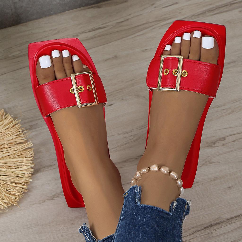 Large size 2025 belt buckle cool slippers fashionable large size outer wear one-word slippers