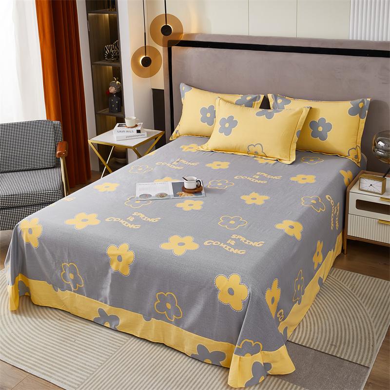 White Flower Printed Bed Sheet Set Simple Pink Cotton bedspread Thickened Bedding Set Luxury Soft Flat Sheet with Pillowcases