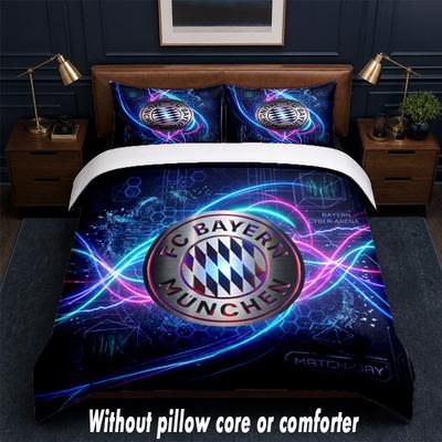 Bayern Munich Design Bed Bedding Set 1 Duvet Cover + 2 Pillowcases Soft Breathable Household Bed Linens
