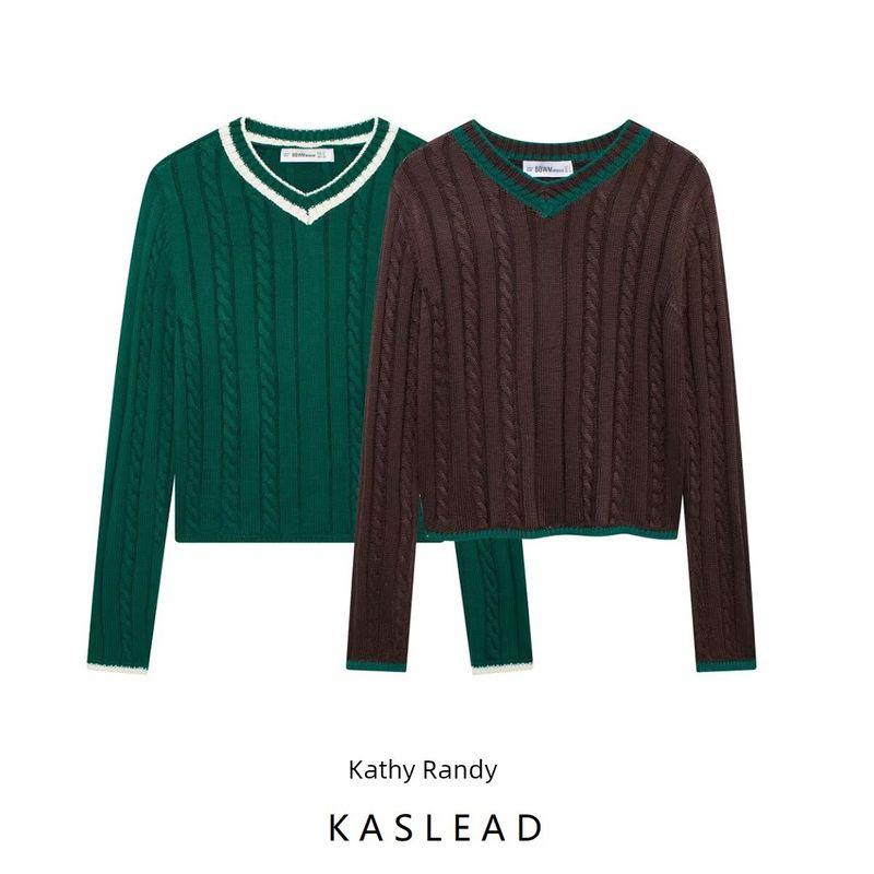 Kaslead New Arrival Women's Clothing Fashion Style Stylish Simple and Versatile Cable Pattern Knitwear 6771134