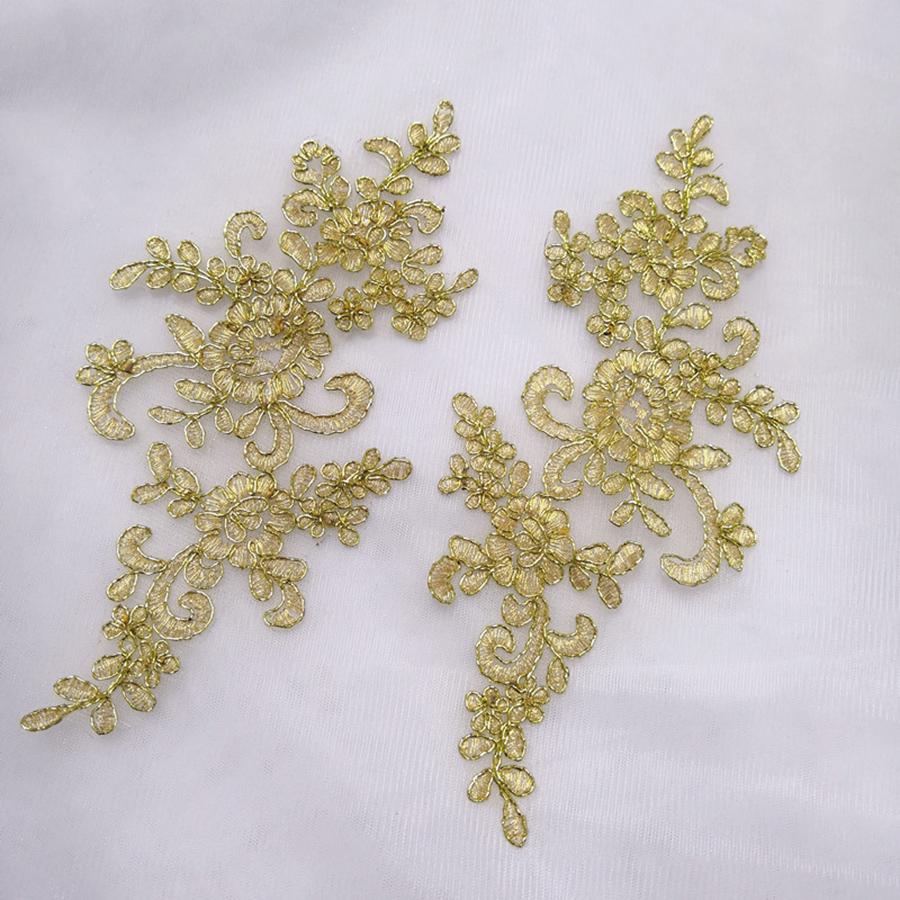 1 par brodert hvit beige svart blomsterlapp reparasjon