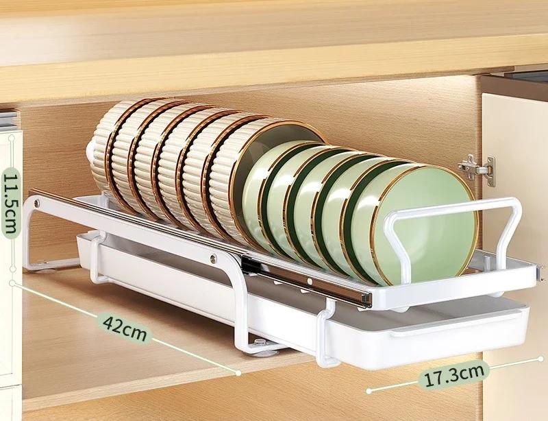 Dish Storage Rack Kitchen Shelves Utensils Organizer Kitchen Accessories Shelf Cutlery Organizer Useful Cabinet Organization
