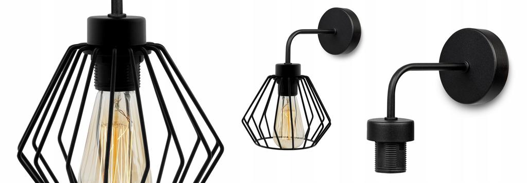 ELEGANT RETRO WALL LAMP WIRE BLACK LOFT