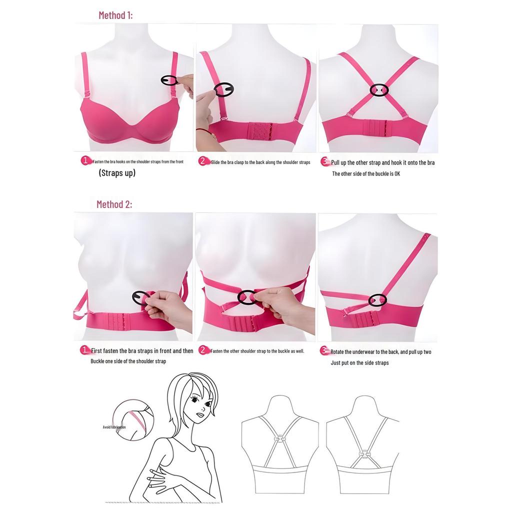 Protiskluzová nastavitelná neviditelná ramínka podprsenky a doplňky s křížovým zapínáním