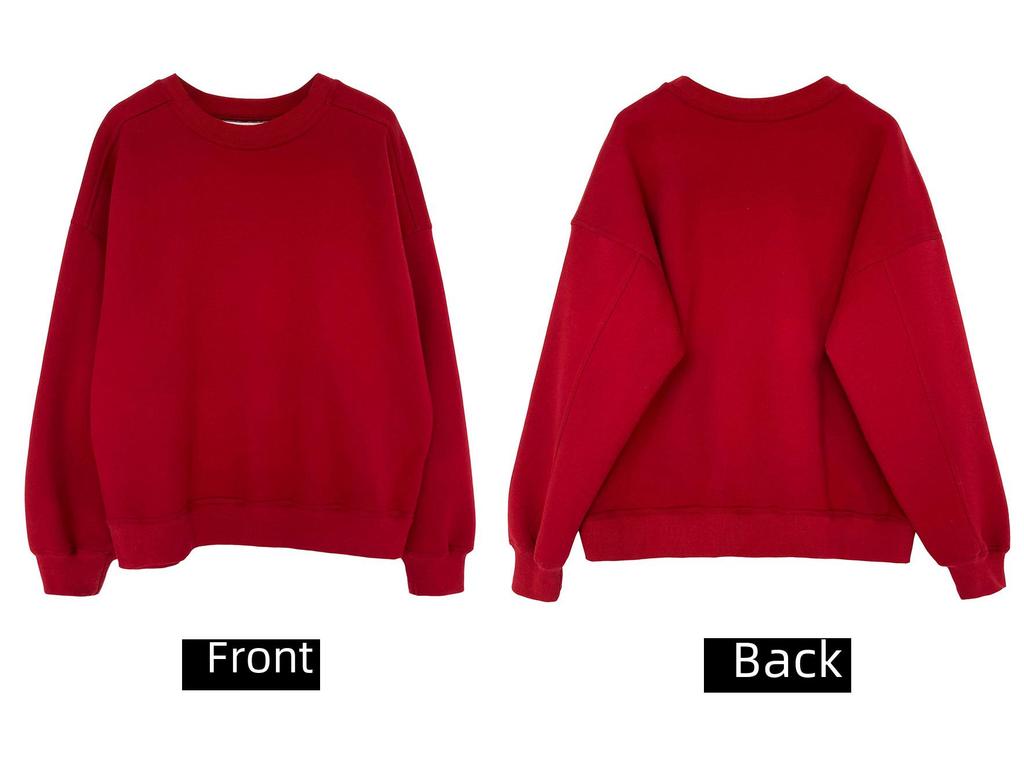 Luxi 2023 Sametově vínově červený pulovr s dlouhým rukávem pro ženy - Korejský styl