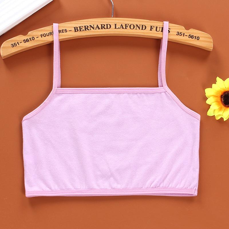 

Удобные бюстгальтеры для девочек, однотонный хлопковый тренировочный бюстгальтер без ободков, 8–14 лет one size фиолетовый