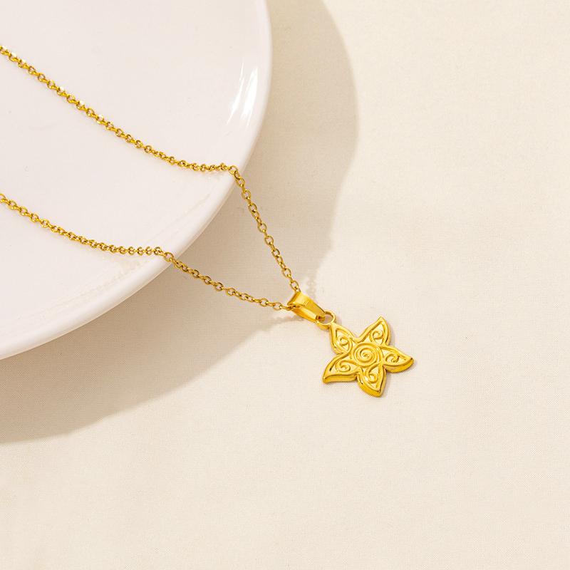 No Fade Stainless Steel Ocean Animal Necklaces For Women Men Accessories Real Gold Plated Shark Fish Tail Turtle Pendant Jewelry