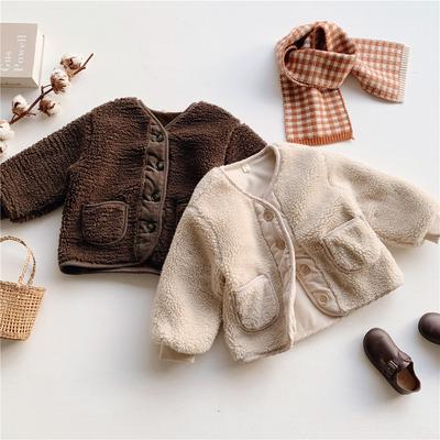 Autunno Inverno Abbigliamento Coreano Bambini Cardigan Bambine Velluto Granulare Largo Velluto d'Agnello Calda Giacca Cappotto Bambini Bambine