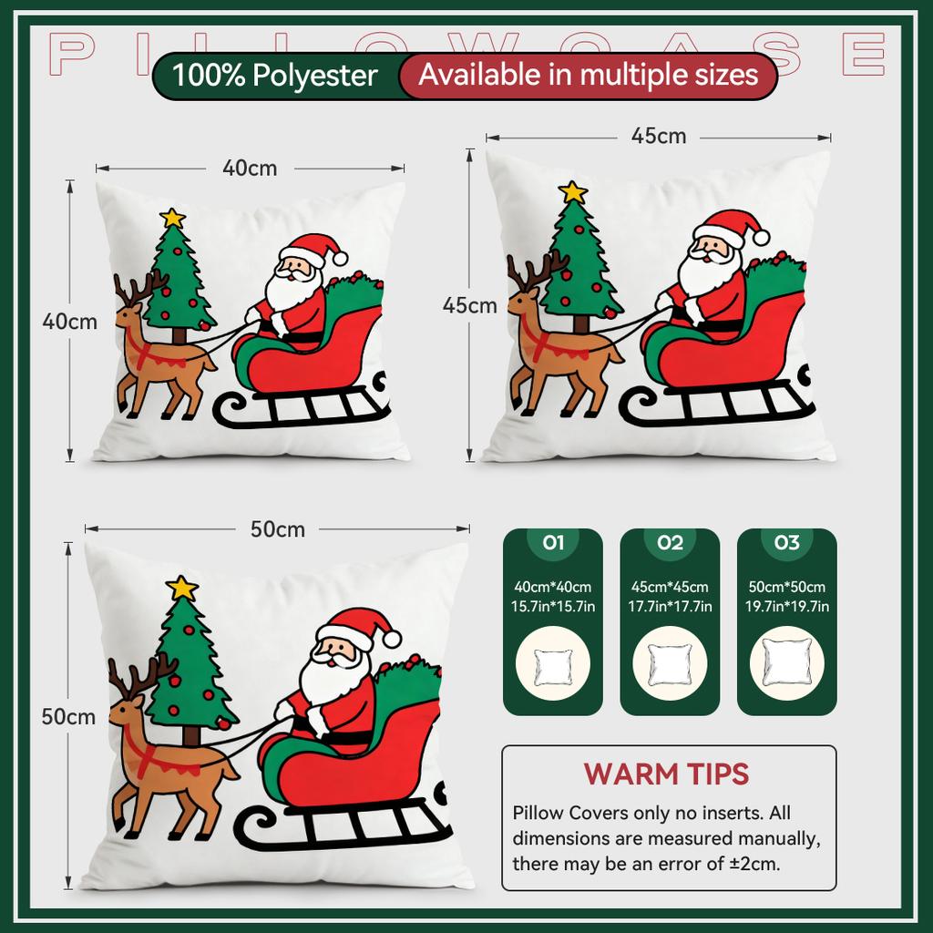 Cartoon Christmas Theme Pillowcase Printed Polyester 40/45/50Cm Throw Pillowcover Decorative Sofa Cushion Pillowslip Home Decor