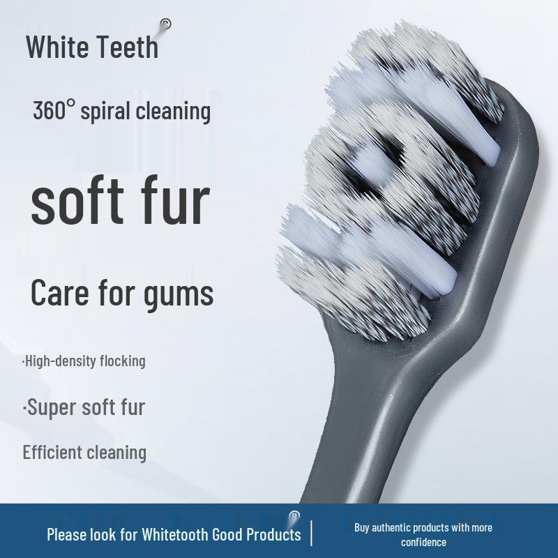360° Medium-Hard Bristle Toothbrush for Effective Stain Removal - Spiral Filament, Soft Bristle, Adult Size