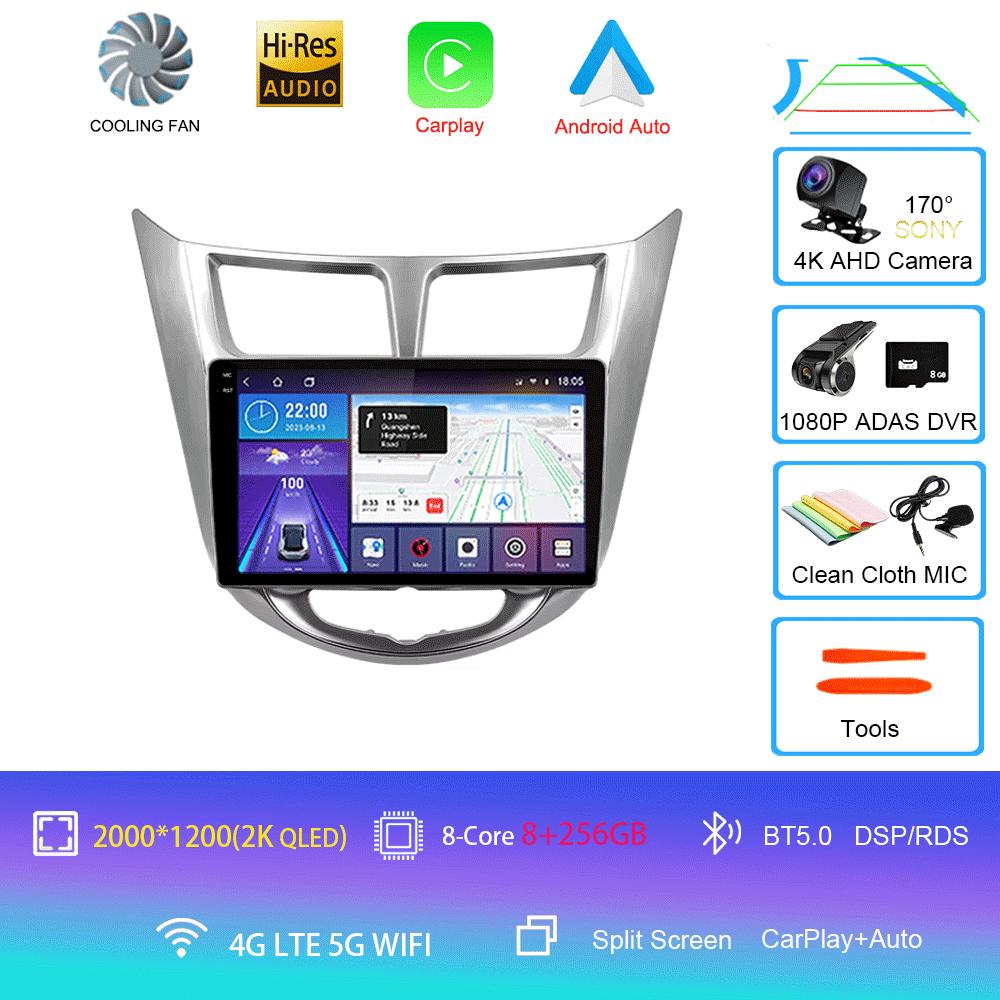 Android14 Carplay Auto For Hyundai Solaris Verna Accent 1 2010 2011 2012 2013 -2016 Multimedia Player Car Radio DSP Stereo 2 Din