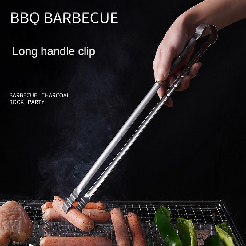 1Pc Outdoor Camping Grill Tongs 45CM ExtraLong Kitchen Tongs Grilling Tongs Clips Stainless Steel Tongs for Cooking Grilling