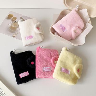 Solid Color Plush Coin Purse & Card Holder: Portable Storage for IDs, Meal Cards, Earphones, and Cables