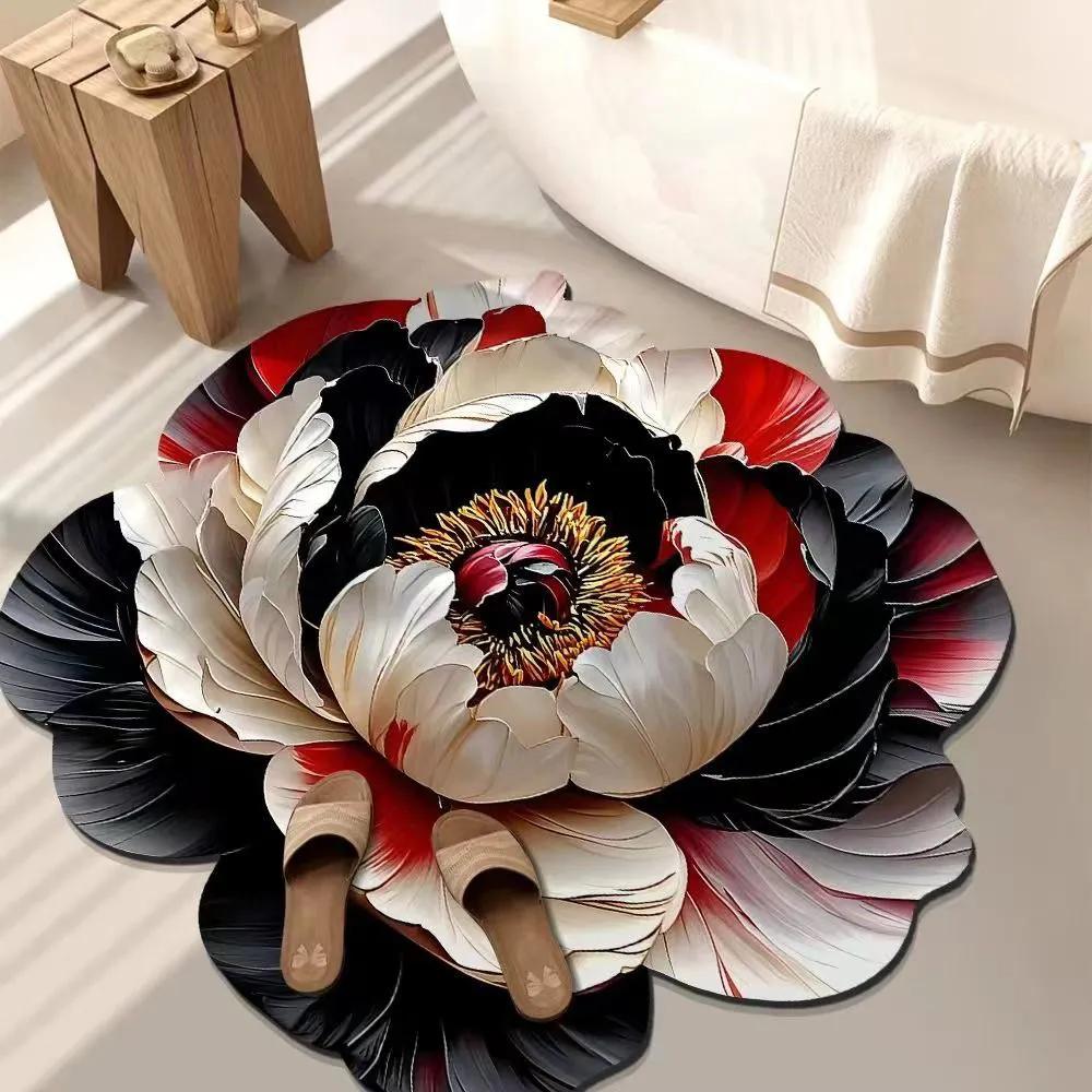 WTEMPO Bohemian Style Printed Carpets Flower Floor Mats Living Room Sofa Table Blankets Bedside Bedroom Rectangular Foot Mats
