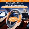 NEW Graphene Wireless Heated Steering Wheel Cover Universal Winter Leather Suede Hand Sewn Plush for Car Decoration Accessorie