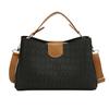 Modern Black Khaki Brown Women's Fashionable Pu Leather Crossbody Tote Bag
