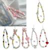 Bowknot Phone Lanyard Short Female Cute Peach Heart Colored Beaded Phone Shell Pendant Accessories Package Decoration