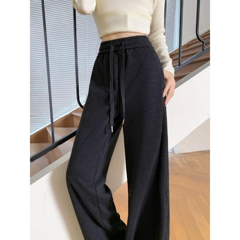 Acetate wool casual pants autumn and winter women's narrow straight wide-leg pants premium drape trousers