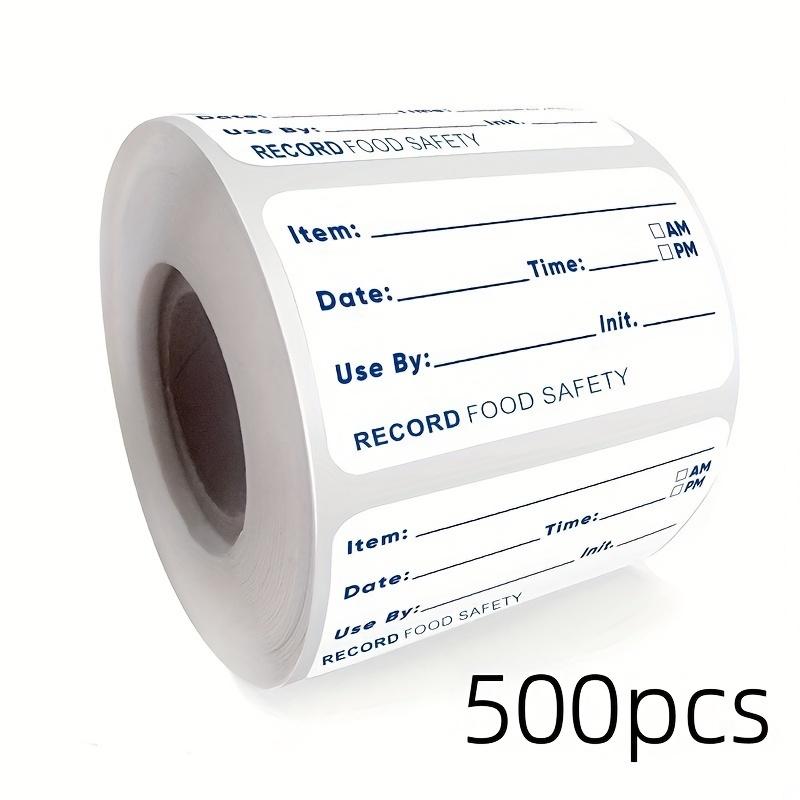 500pcs Food Safety Date Labels Record Keeping Stickers with Pre-Printed Item, Date, Time Fields, English Letter and Number Pattern For Kitchen