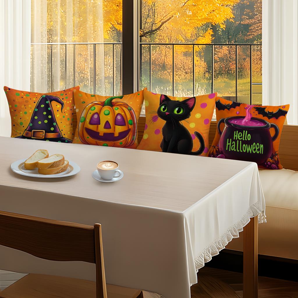 Halloween Theme Cushion Pillowcase Printed Polyester 45X45Cm Throw Pillowcover Decorative Sofa Cushion Pillowslip Home Decor