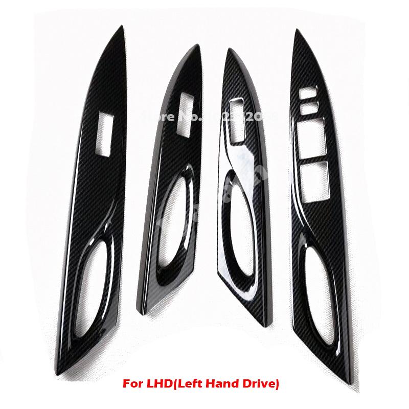LHD RHD For 2014 2015 Toyota Yaris L Vios FS ABS Carbonfiber Window Rise Switch Gear Shift Panle Steering Wheel Air Switch Cover