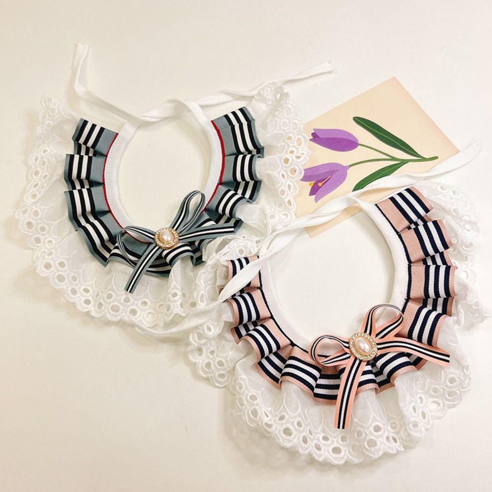 Jewelled Dog Bib Bowtie Necklace Pet Necktie Puppy Cat Lace Collar  For Dog/Cat